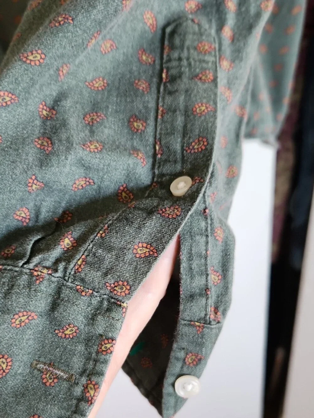 Vintage J. Crew Olive Green  Long-Sleeve Button-Down Cotton/ Wool Blend Sz XXL